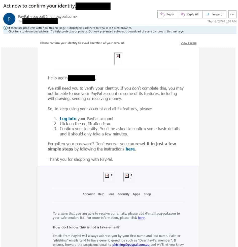 PayPal Scam, PayPal Scam Email